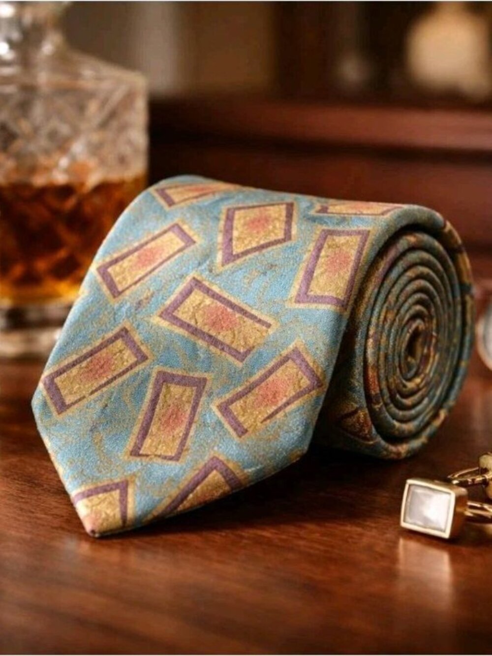 Countess Mara Vintage Silk Tie Geometric Abstract USA